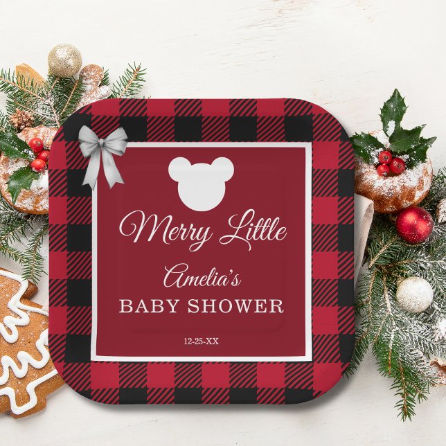 Assiettes En Carton Rustic Red Plaid Merry Little Baby Shower (Créateur téléchargé)