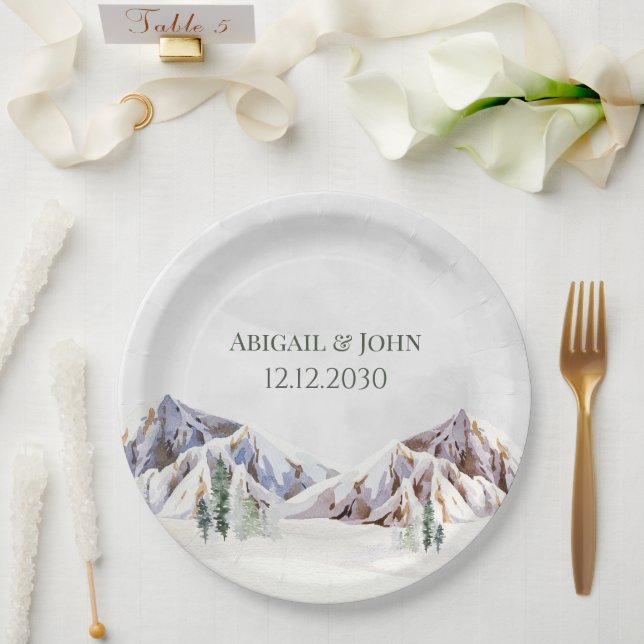 Assiettes En Carton Rustic Winter Forest Mountain Wedding (Mariage)