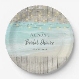 Assiettes En Carton Rustic Wood Beach String Fête des mariées