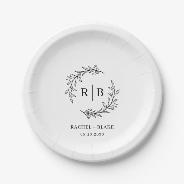Assiettes En Carton Rustic Wreath Mariage Rehearsal Party (Devant)