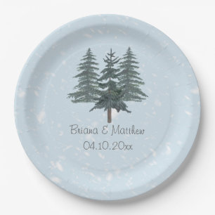 Assiettes En Carton Rustique À feuillage persistant Pine Mariage d'hi