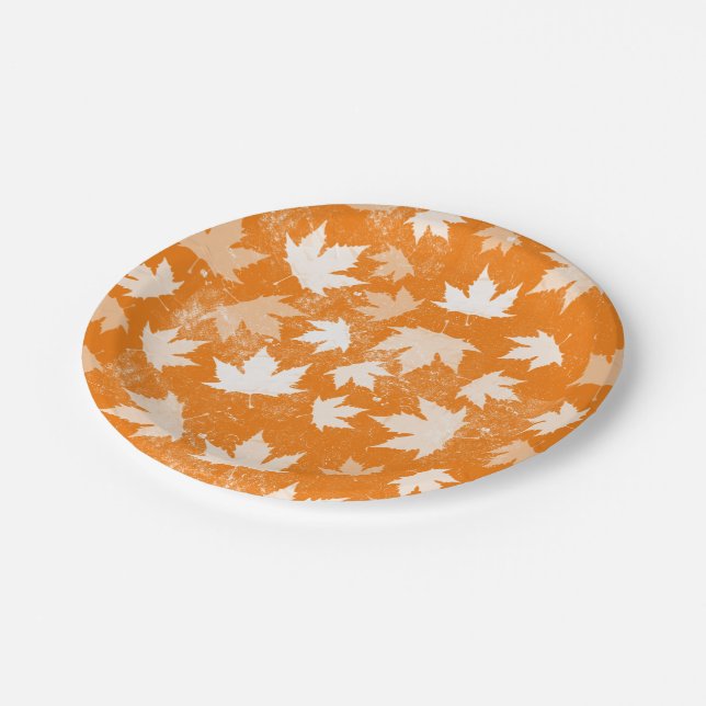 Assiettes En Carton Rustique Automne Feuilles Motif (Angle)
