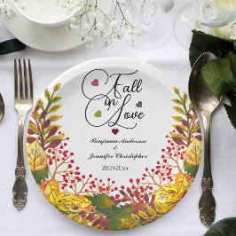 Assiettes En Carton Rustique automne Mariage floral chute en amour