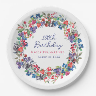 Assiettes En Carton Rustique Boho Berry Été 100e Anniversaire Custom