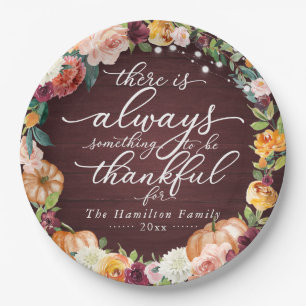 Assiettes En Carton Rustique Chic Calligraphie Floral Thanksgiving Dîn