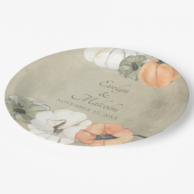 Assiettes En Carton Rustique Citrouilles d'automne Mariage personnalis (Angle)