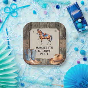 Assiettes En Carton Rustique Cowboy Horseback équitation fête d'annive