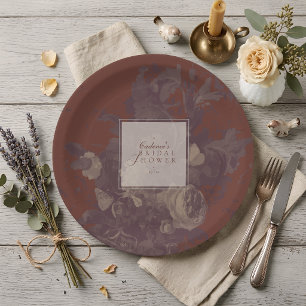Assiettes En Carton Rustique Élégant Shower de Mariée en Terre Cuite F