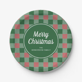 Assiettes En Carton Rustique Green Plaid Joyeux Noël