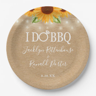 Assiettes En Carton Rustique I Do BBQ Sunflower String Fiançailles