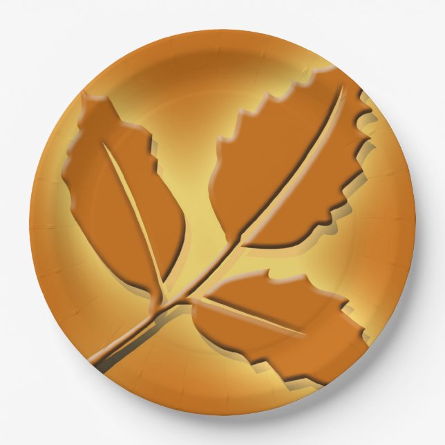 Assiettes En Carton Rustique Mariage de automne Joli Conception feuill (Devant)
