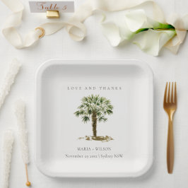 Assiettes En Carton Rustique Tropical Beach Palm Tree Mariage Merci