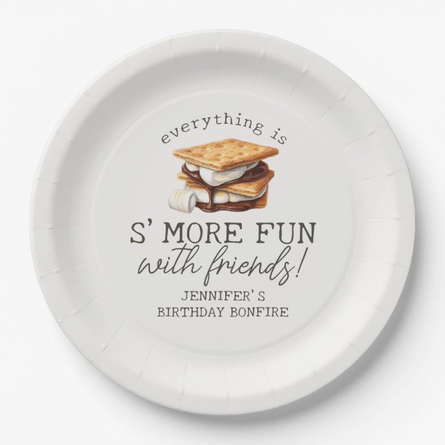 Assiettes En Carton S’mores Fall Bonfire Outdoor Birthday Party (Devant)
