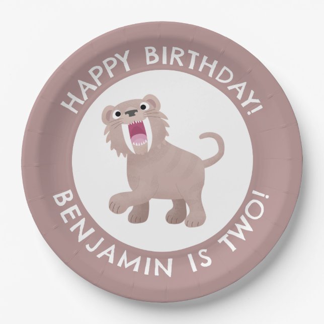 Assiettes En Carton Saber Toothed Tiger Smilodon anniversaire personna (Devant)