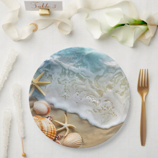 Assiettes En Carton Sable et mer