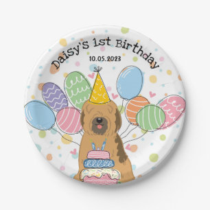 Assiettes En Carton Sable Tibétain Terrier Anniversaire Plaques papier