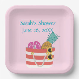 Assiettes En Carton Sac de plage rose