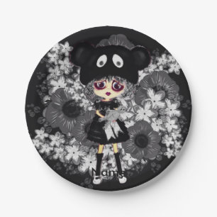 Assiettes En Carton Sad Goth Girl - dessin animé de Kawaii Chibi