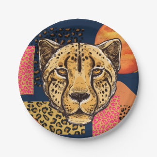 Assiettes En Carton Safari Abstrait moderne Cheetah