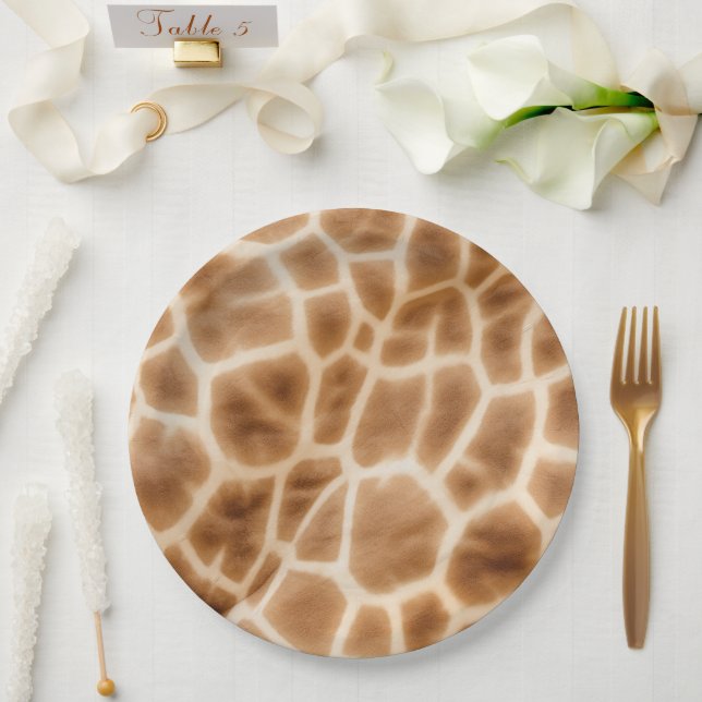 Assiettes En Carton Safari animal girafe à la crème Brown (Mariage)
