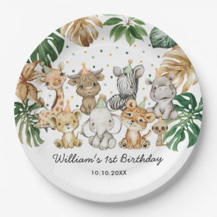 Assiettes En Carton Safari Animaux Jungle Verdure Sauvage Un Anniversa