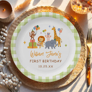 Assiettes En Carton Safari Animaux Mignons 1er Anniversaire