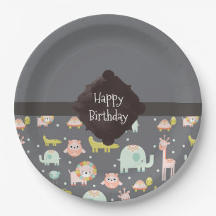 Assiettes En Carton Safari Animaux Motif Nursery Art Joyeux anniversai