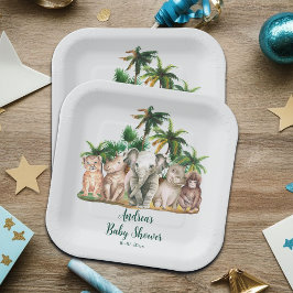 Assiettes En Carton Safari Animaux Palm Trees Baby shower