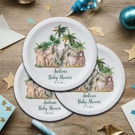 Assiettes En Carton Safari Animaux Palm Trees Baby shower
