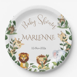 Assiettes En Carton Safari Baby shower Girl Plaques en papier