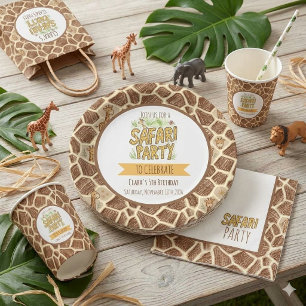 Assiettes En Carton Safari de la girafe mignonne Fête d'anniversaire e