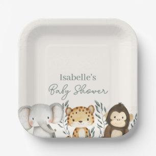 Assiettes En Carton Safari Jungle Animaux Baby shower garçon