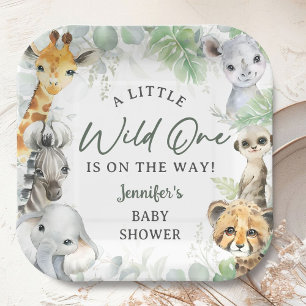 Assiettes En Carton Safari Jungle Animaux Fête de Naissance de Bébé