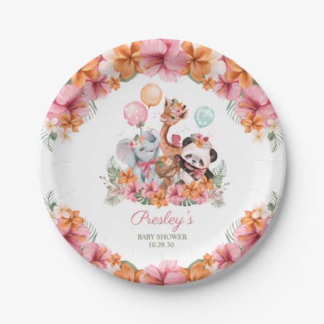 Assiettes En Carton Safari Jungle pour Filles (Devant)