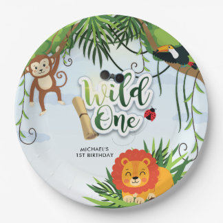 Assiettes En Carton Safari Jungle Tropical Fête de Bébé Sauvage