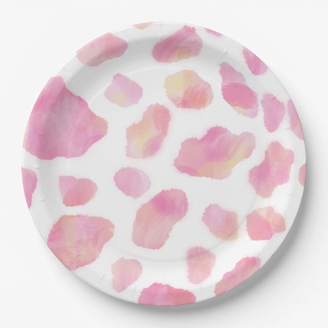 Assiettes En Carton SAFARI ROSE - plaque à papier d'empreinte de (Devant)