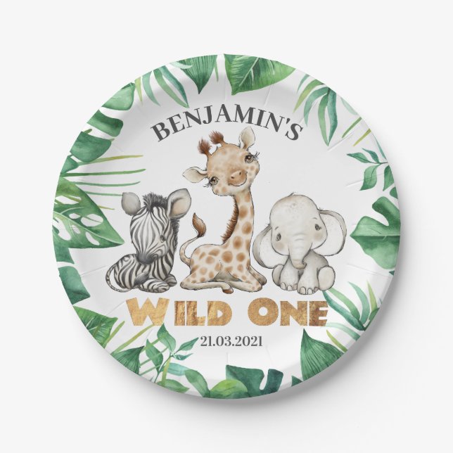Assiettes En Carton Safari Wild One Birthday Party (Devant)