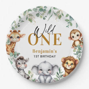 Assiettes En Carton Safari Wild One Jungle Animaux 1er Anniversaire