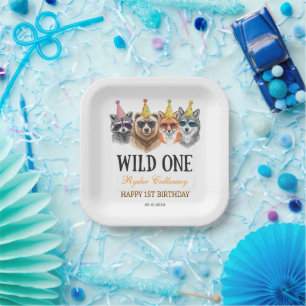 Assiettes En Carton Safari Wild One Premier Anniversaire – Animaux de 