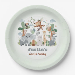 Assiettes En Carton Safari ZOO Animaux sauvages Un 1er anniversaire