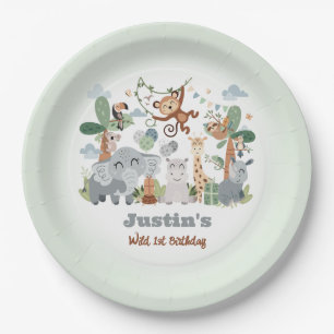 Assiettes En Carton Safari ZOO Animaux sauvages Un 1er anniversaire