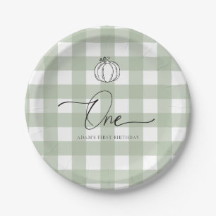 Assiettes En Carton Sage Green Citrouille Premier anniversaire