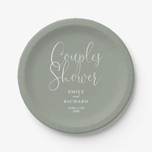 Assiettes En Carton Sage Green Élégant Couples Wedding shower nuptial
