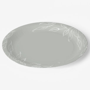 Assiettes En Carton Sage Green Leaf Motif Thanksgiving Party