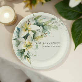Assiettes En Carton Sage Green Lily Valley Elegant Floral Wedding