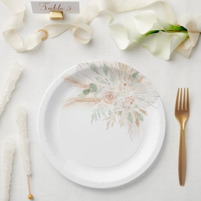 Assiettes En Carton Sage Green Tropical (Mariage)