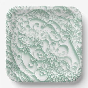 Assiettes En Carton Sage Livre vert Quilling Daisy Design