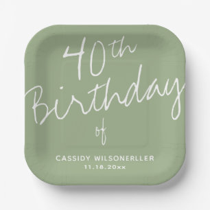 Assiettes En Carton Sage minimaliste 40e anniversaire