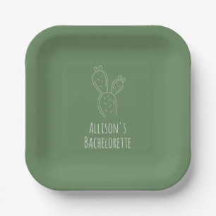 Assiettes En Carton Sage Prickly Pear Cactus Plaques de papier Bachelo