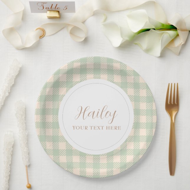 Assiettes En Carton Sage vert jaune Farmhouse Country Thème Mariage (Mariage)